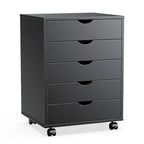 Meuble Classeur Mobile à 5 Tiroirs, Commode de Rangement Verticale en Bois avec 4 Roulettes, Organiseur Mobile Sous Bureau