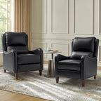Fauteuil inclinable Brigida moderne en cuir véritable avec clous décoratifs et repose-pieds réglable (lot de 2) par HULALA HOME