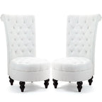 AVAWING Lot de 2 chaises de trône royales rembourrées et pieds en bois d'hévéa