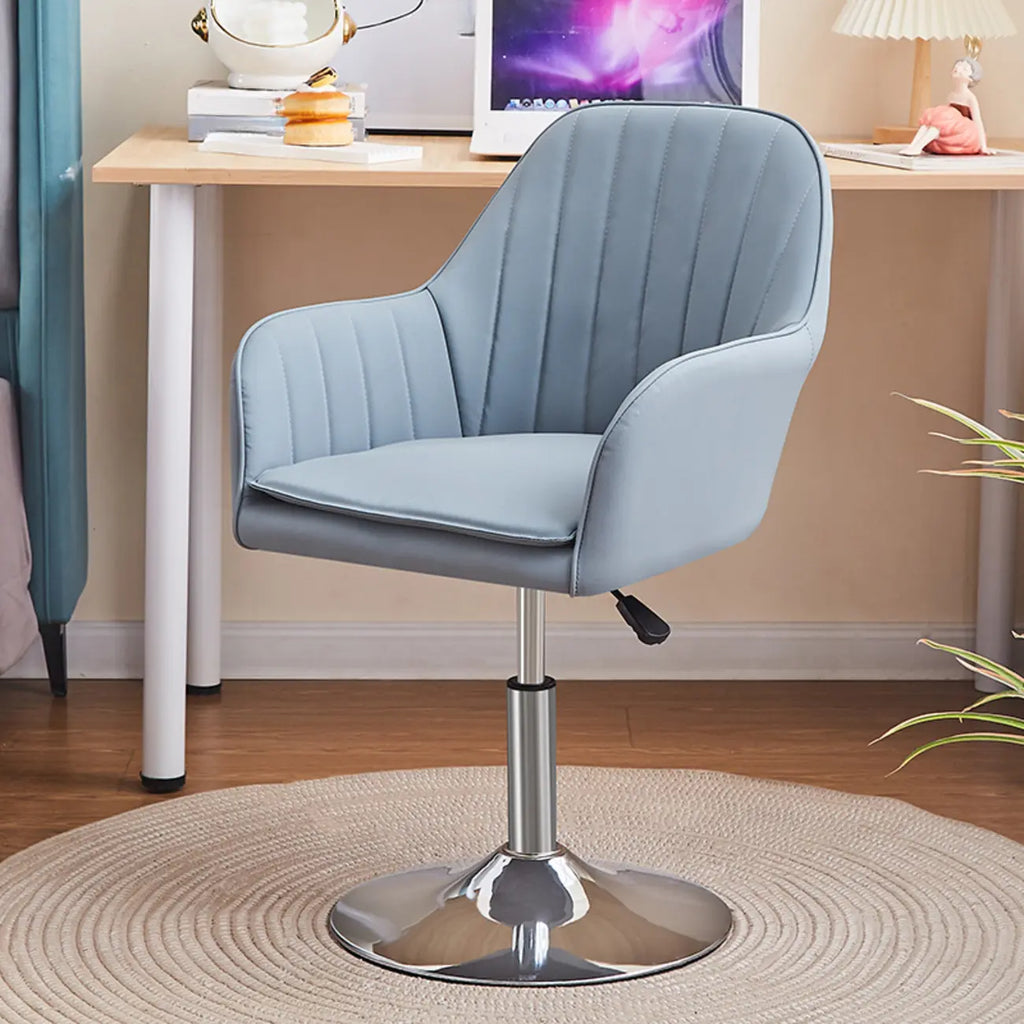 Chaise de bureau pivotante en cuir gris élégant