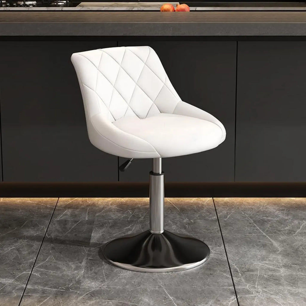 Tabouret de bar pivotant, capitonné en losanges, réglable, cuir PU noir et rouge