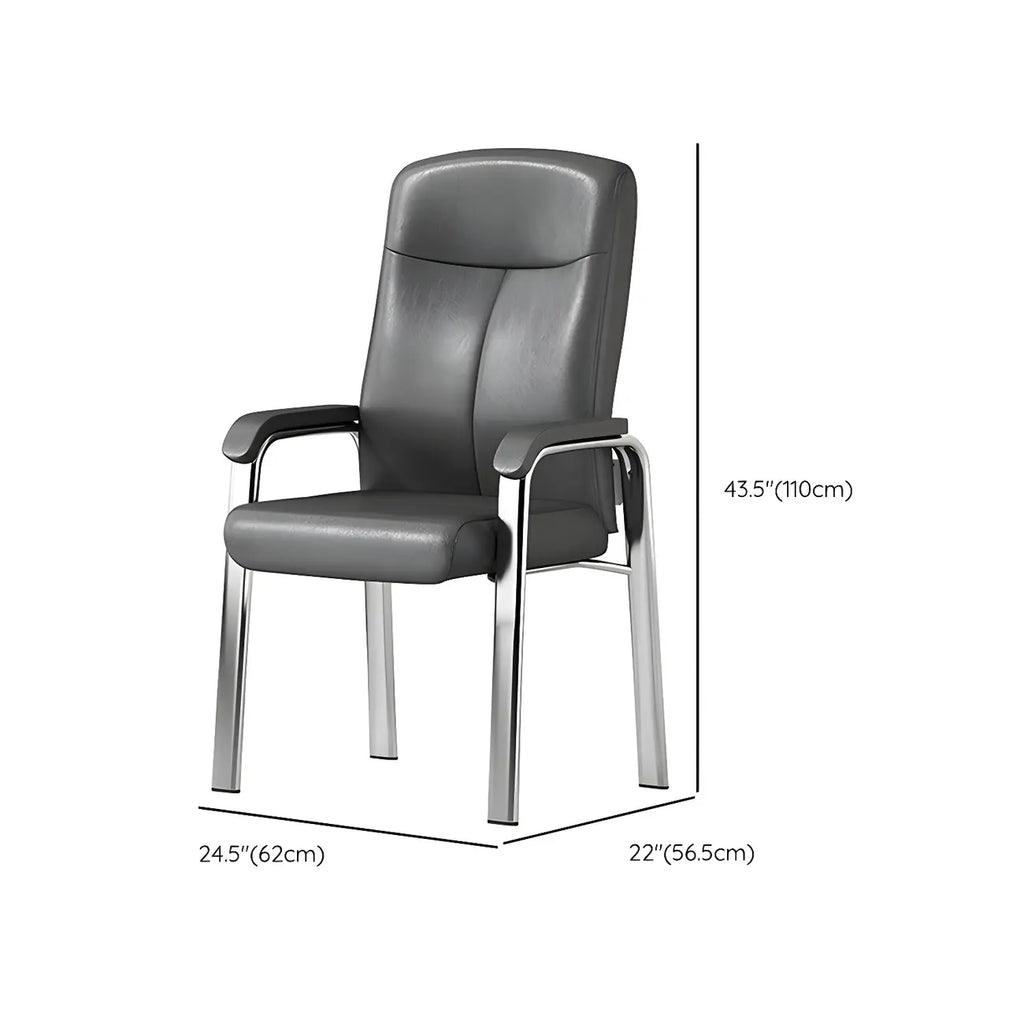 Chaise de bureau HomeyFad moderne en cuir et métal à 4 pieds avec accoudoirs