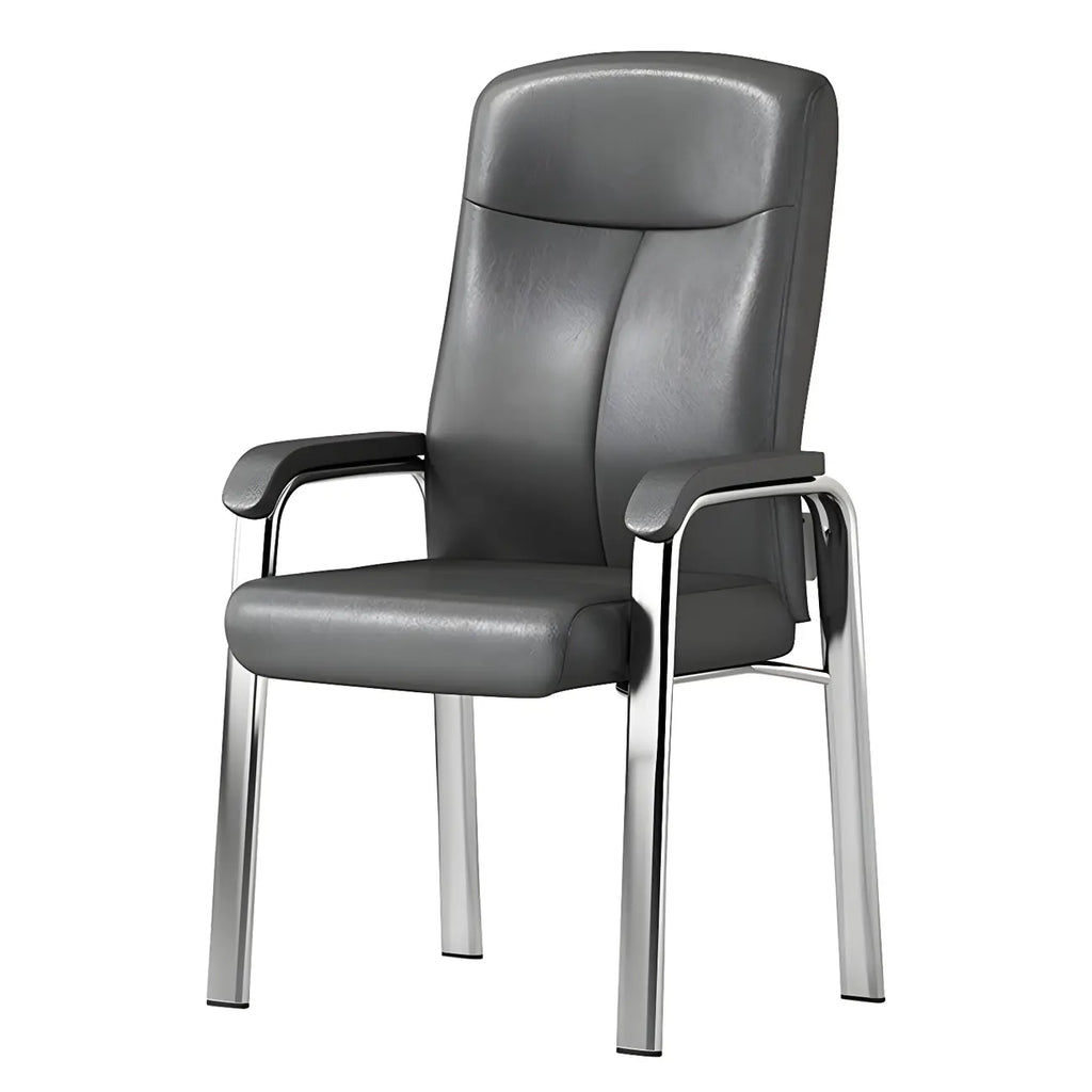 Chaise de bureau HomeyFad moderne en cuir et métal à 4 pieds avec accoudoirs