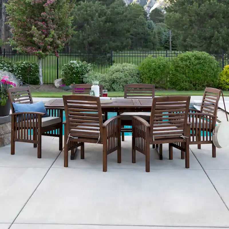Ensemble de salle à manger d'extérieur extensible 7 pièces en acacia Middlebrook Surfside - 55-79 x 35 x 30h