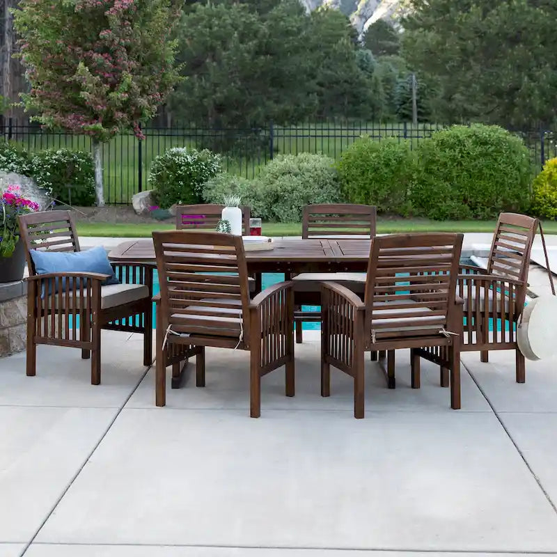 Ensemble de salle à manger d'extérieur extensible 7 pièces en acacia Middlebrook Surfside - 55-79 x 35 x 30h