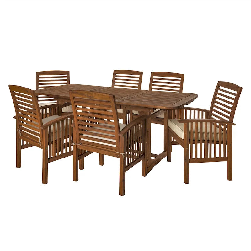 Ensemble de salle à manger d'extérieur extensible 7 pièces en acacia Middlebrook Surfside - 55-79 x 35 x 30h