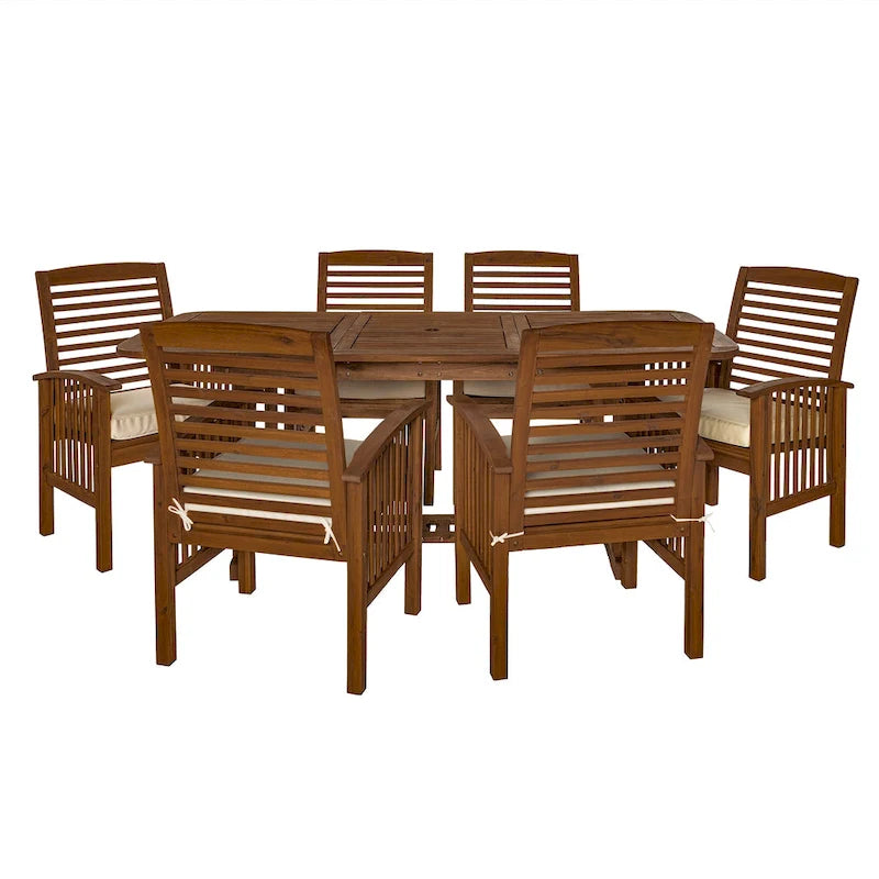 Ensemble de salle à manger d'extérieur extensible 7 pièces en acacia Middlebrook Surfside - 55-79 x 35 x 30h