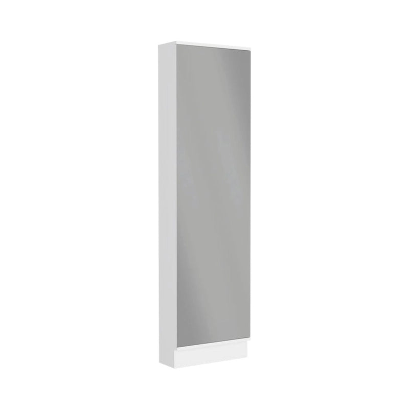 Meuble à chaussures 1 porte avec miroir, coloris noir/blanc, 5 étagères intérieures, capacité 10 paires