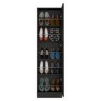 Meuble à chaussures 1 porte avec miroir, coloris noir/blanc, 5 étagères intérieures, capacité 10 paires