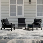 Polytrends Birchwood Canapé d'extérieur 3 places avec coussins en HDPE tout temps, noir