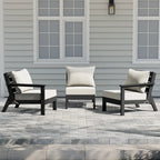 Polytrends Birchwood Canapé d'extérieur 3 places avec coussins en HDPE tout temps, noir