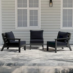 Polytrends Birchwood Canapé d'extérieur 3 places avec coussins en HDPE tout temps, noir