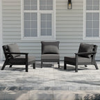 Polytrends Birchwood Canapé d'extérieur 3 places avec coussins en HDPE tout temps, noir