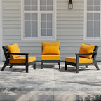 Polytrends Birchwood Canapé d'extérieur 3 places avec coussins en HDPE tout temps, noir