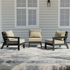 Polytrends Birchwood Canapé d'extérieur 3 places avec coussins en HDPE tout temps, noir