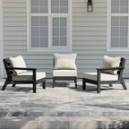 Polytrends Birchwood Canapé d'extérieur 3 places avec coussins en HDPE tout temps, noir