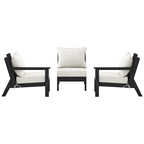 Polytrends Birchwood Canapé d'extérieur 3 places avec coussins en HDPE tout temps, noir