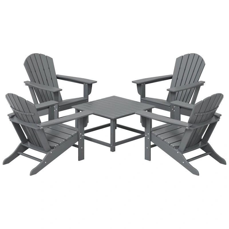 Ensemble de conversation d'extérieur 5 pièces Polytrends Altura avec fauteuils Adirondack et table basse carrée