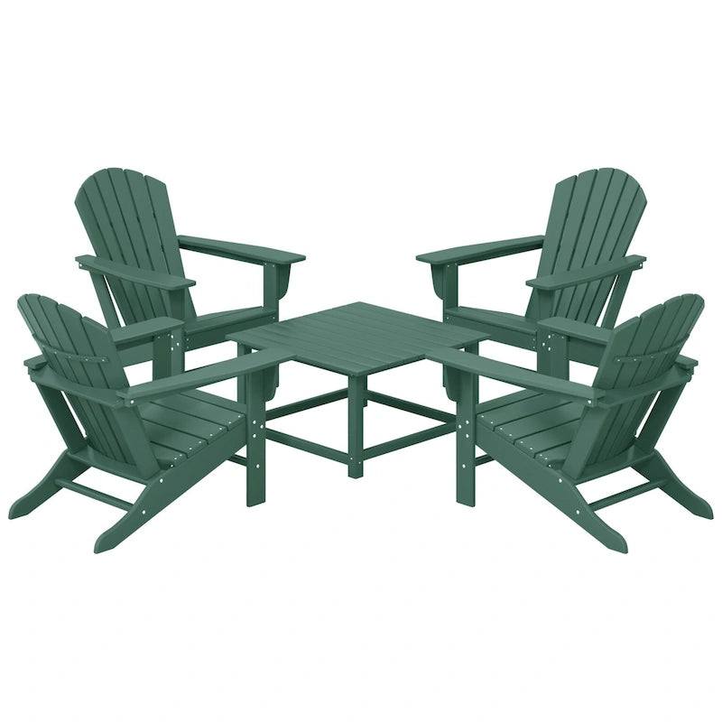 Ensemble de conversation d'extérieur 5 pièces Polytrends Altura avec fauteuils Adirondack et table basse carrée