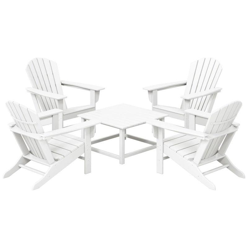 Ensemble de conversation d'extérieur 5 pièces Polytrends Altura avec fauteuils Adirondack et table basse carrée