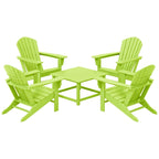 Ensemble de conversation d'extérieur 5 pièces Polytrends Altura avec fauteuils Adirondack et table basse carrée