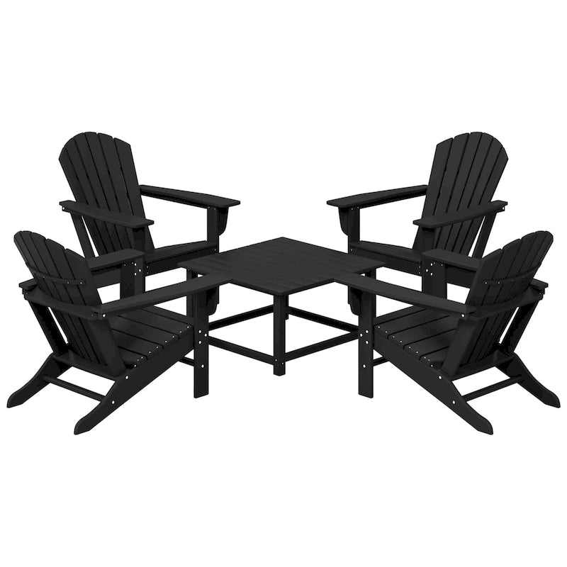 Ensemble de conversation d'extérieur 5 pièces Polytrends Altura avec fauteuils Adirondack et table basse carrée