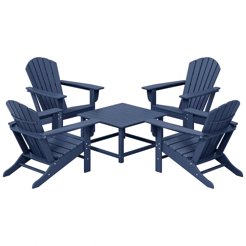 Ensemble de conversation d'extérieur 5 pièces Polytrends Altura avec fauteuils Adirondack et table basse carrée