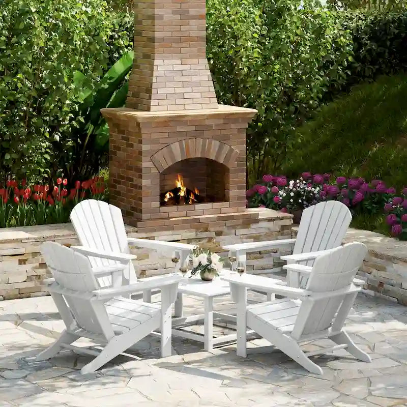 Ensemble de conversation d'extérieur 5 pièces Polytrends Altura avec fauteuils Adirondack et table basse carrée