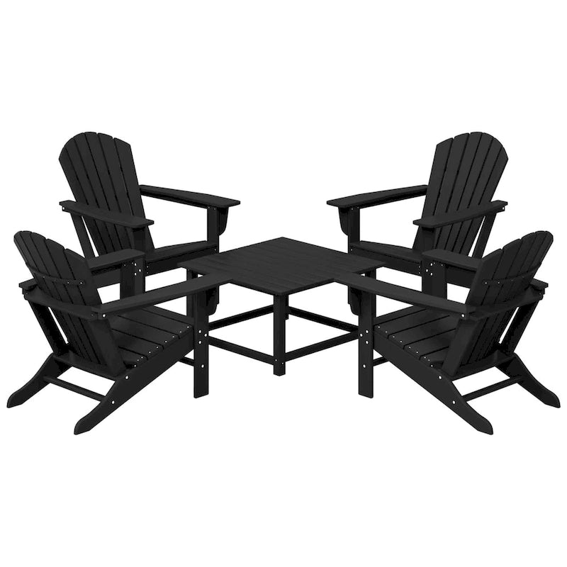 Ensemble de conversation d'extérieur 5 pièces Polytrends Altura avec fauteuils Adirondack et table basse carrée