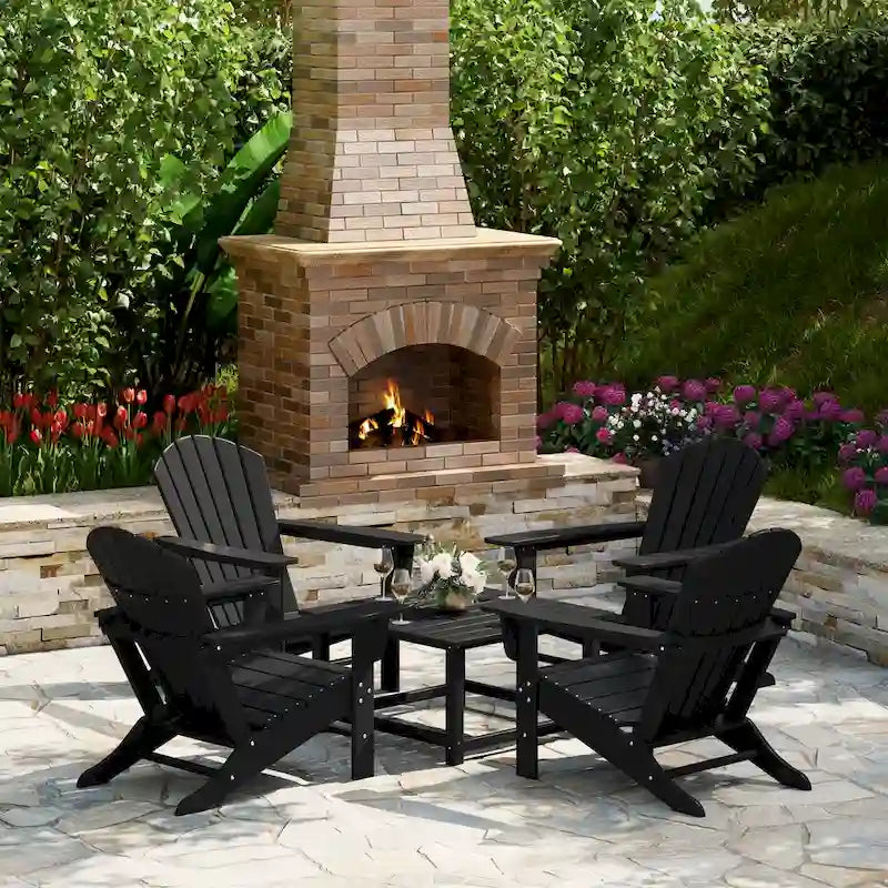Ensemble de conversation d'extérieur 5 pièces Polytrends Altura avec fauteuils Adirondack et table basse carrée