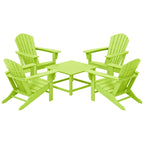 Ensemble de conversation d'extérieur 5 pièces Polytrends Altura avec fauteuils Adirondack et table basse carrée