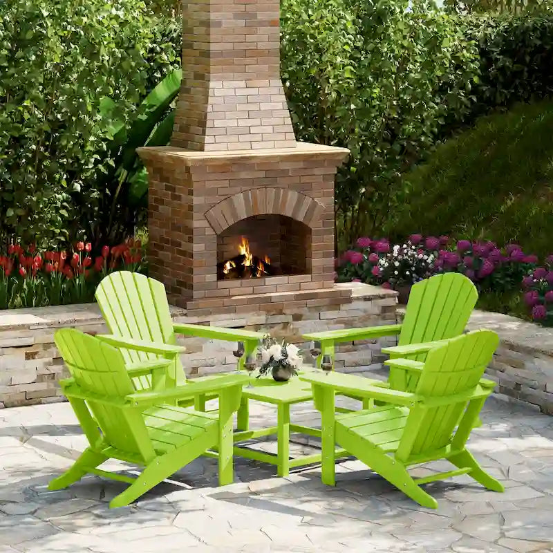 Ensemble de conversation d'extérieur 5 pièces Polytrends Altura avec fauteuils Adirondack et table basse carrée