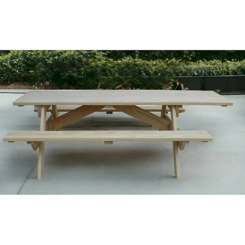 HomeRoots 94 Natural Solid Wood Outdoor Picnic Table