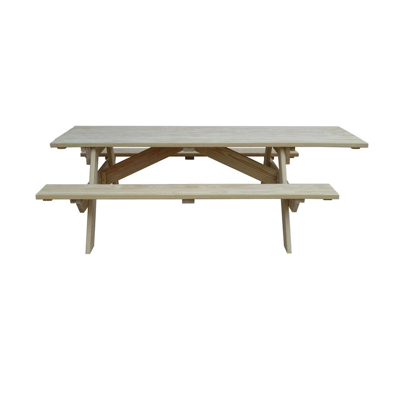 HomeRoots 94 Table de pique-nique d'extérieur en bois massif naturel