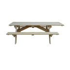 HomeRoots 94 Table de pique-nique d'extérieur en bois massif naturel