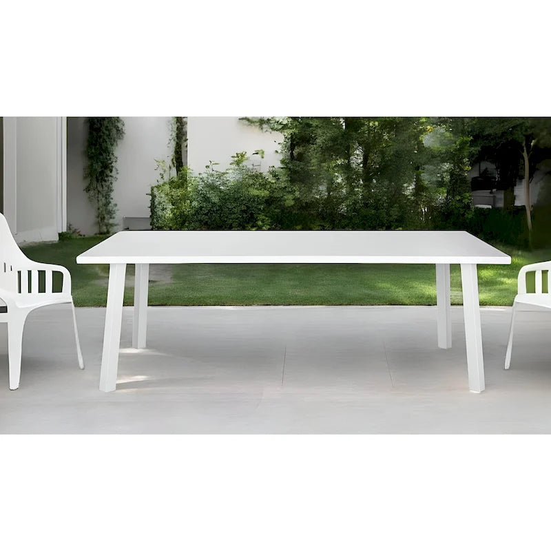 HomeRoots 87 Table à manger d'extérieur en aluminium blanc
