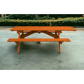 Table de pique-nique extérieure HomeRoots 94 en bois massif de séquoia avec trou pour parasol