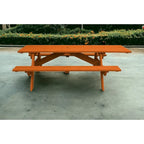Table de pique-nique extérieure HomeRoots 94 en bois massif de séquoia avec trou pour parasol