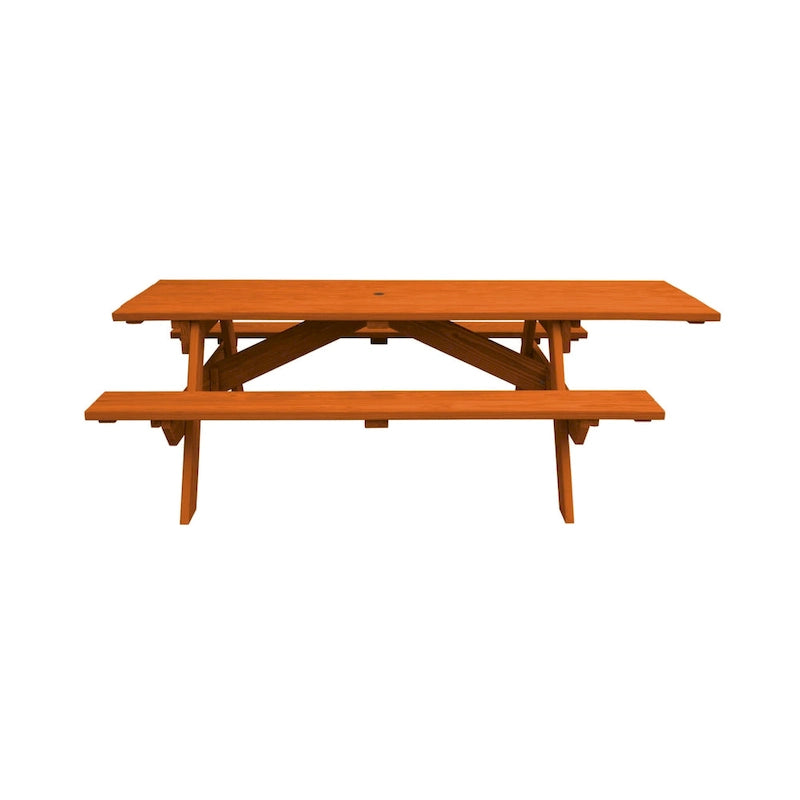 Table de pique-nique extérieure HomeRoots 94 en bois massif de séquoia avec trou pour parasol
