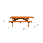 Table de pique-nique extérieure HomeRoots 94 en bois massif de séquoia avec trou pour parasol