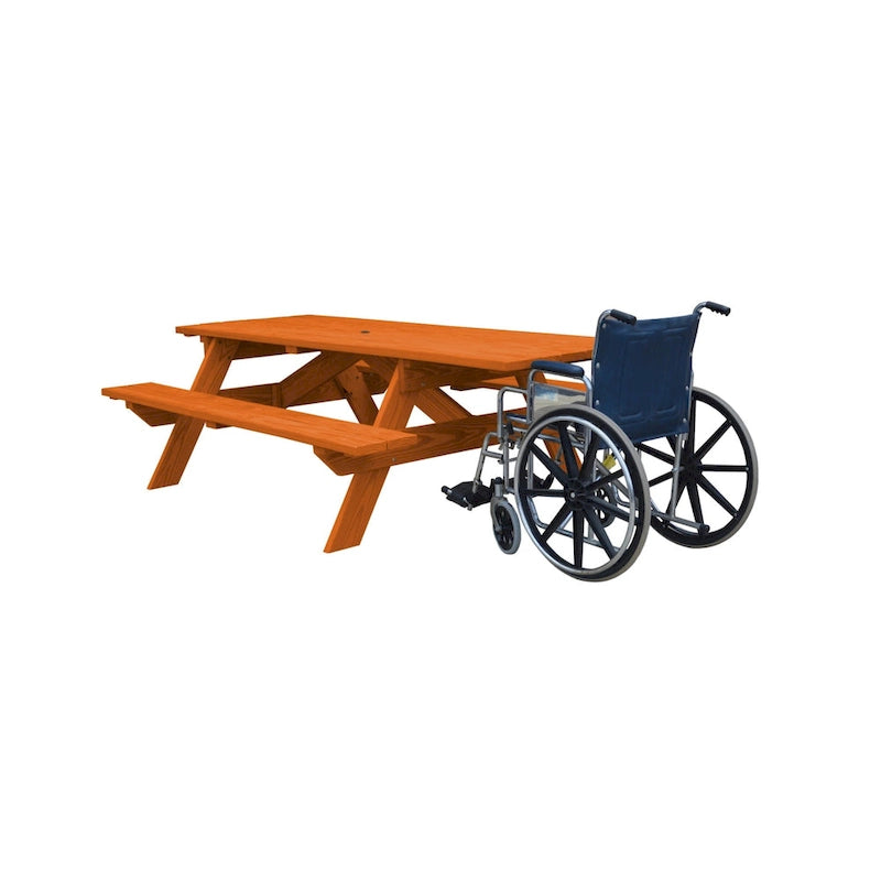 Table de pique-nique extérieure HomeRoots 94 en bois massif de séquoia avec trou pour parasol