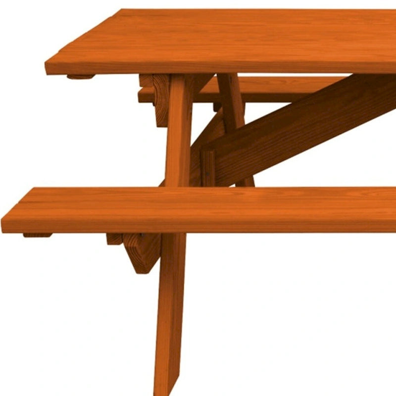 Table de pique-nique extérieure HomeRoots 94 en bois massif de séquoia avec trou pour parasol