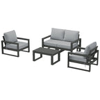 Polytrends Sectionnel de patio sans fin 5 pièces avec cadre gris et sièges profonds