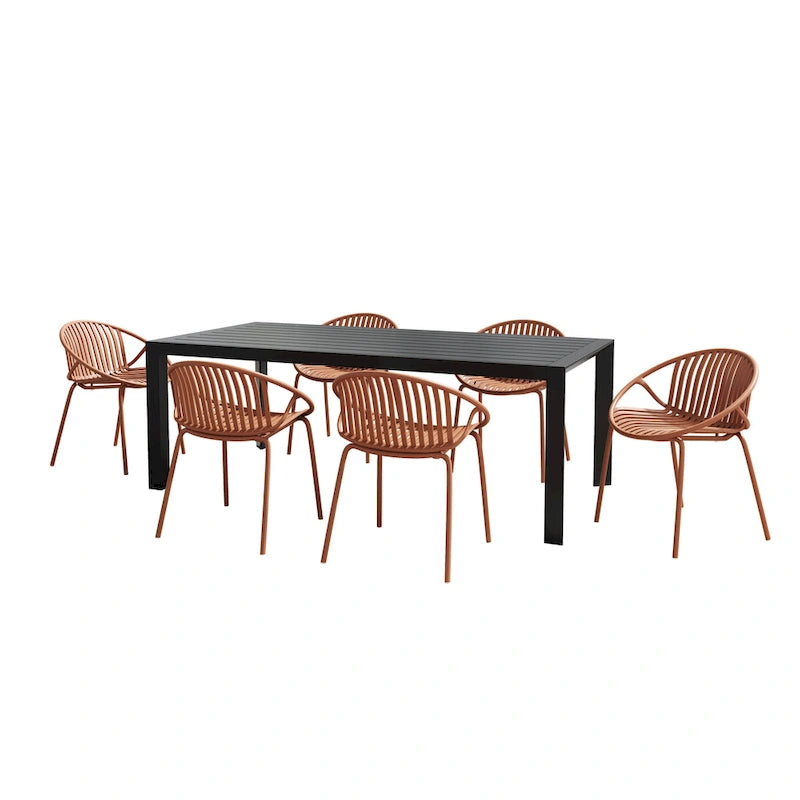 Christopher Knight Home - Emma Ensemble de salle à manger d'extérieur 7 pièces en aluminium et résine