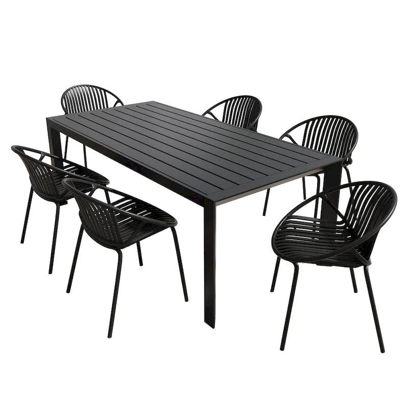 Christopher Knight Home - Emma Ensemble de salle à manger d'extérieur 7 pièces en aluminium et résine