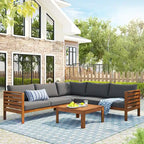 Ensembles de canapés d'angle de style campagnard français Miller Outdoor par GDFStudio