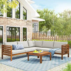 Ensembles de canapés d'angle de style campagnard français Miller Outdoor par GDFStudio