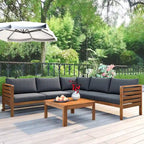 Ensembles de canapés d'angle de style campagnard français Miller Outdoor par GDFStudio