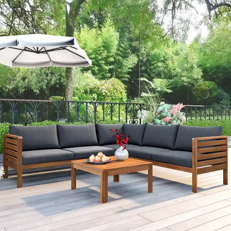 Ensembles de canapés d'angle de style campagnard français Miller Outdoor par GDFStudio