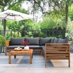 Ensembles de canapés d'angle de style campagnard français Miller Outdoor par GDFStudio